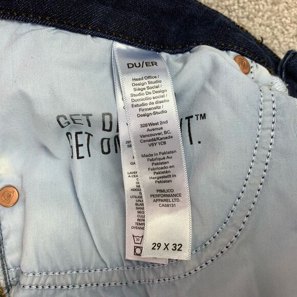DU/ER DUER Womens Jeans 29x32 (fits 31x31) Blue Performance Denim Slim Straight - Picture 9 of 16